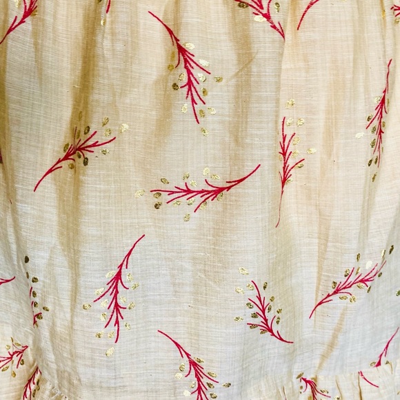 NWT Senlis Red & Gold Leaf Miranda Tiered Ruffle Midi Skirt, Size Medium - Picture 5 of 5